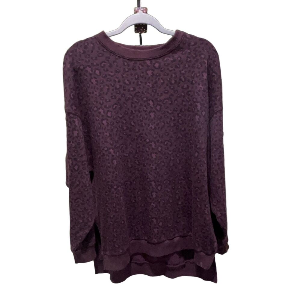 American Eagle Ahh-mazingly Soft Sweatshirt Women M Purple Leopard Print